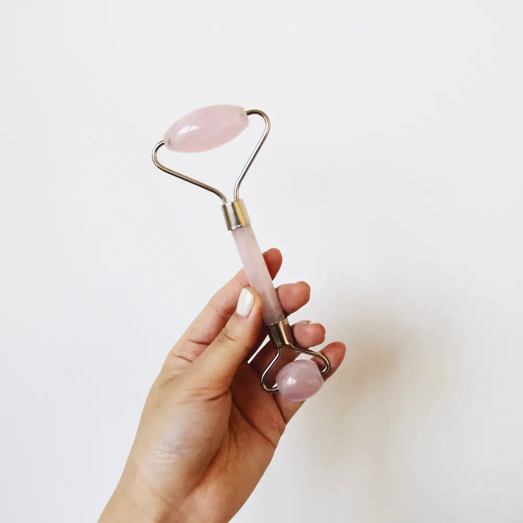 Rose Quartz De-Puffing Facial Roller-Skincare Tool-MOUNT LAI-The-Skincare-district